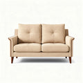 Beige stoffen bank met houten poten 180 x 90 x 80cm voor woonkamer gebruik