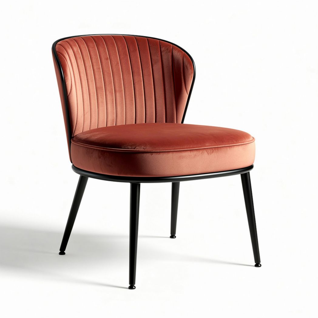 Fluwelen fauteuil met zwart metalen poten diameter 70 x 75 cm
