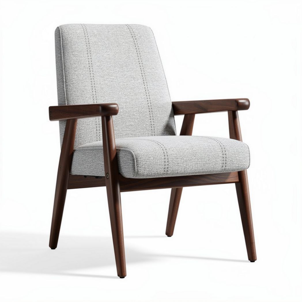 Stoel van hout met stoffen bekleding 70 x 75 x 85cm grijs
