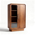 Houten opbergkast met glazen deuren en planken 90 x 50 x 130cm