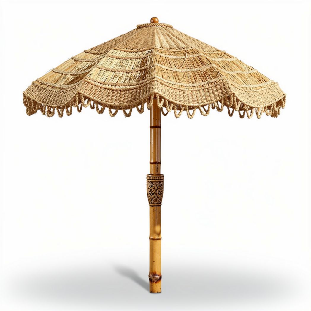 Parasols met bamboe standaard en rieten bedekking 200 x 200 x 250cm