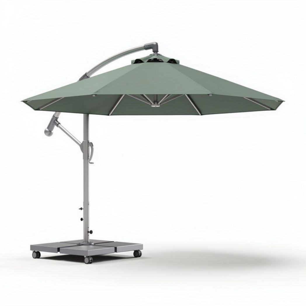 Parasolsysteem van 240 x 240 x 250cm met groene doek en aluminium basis