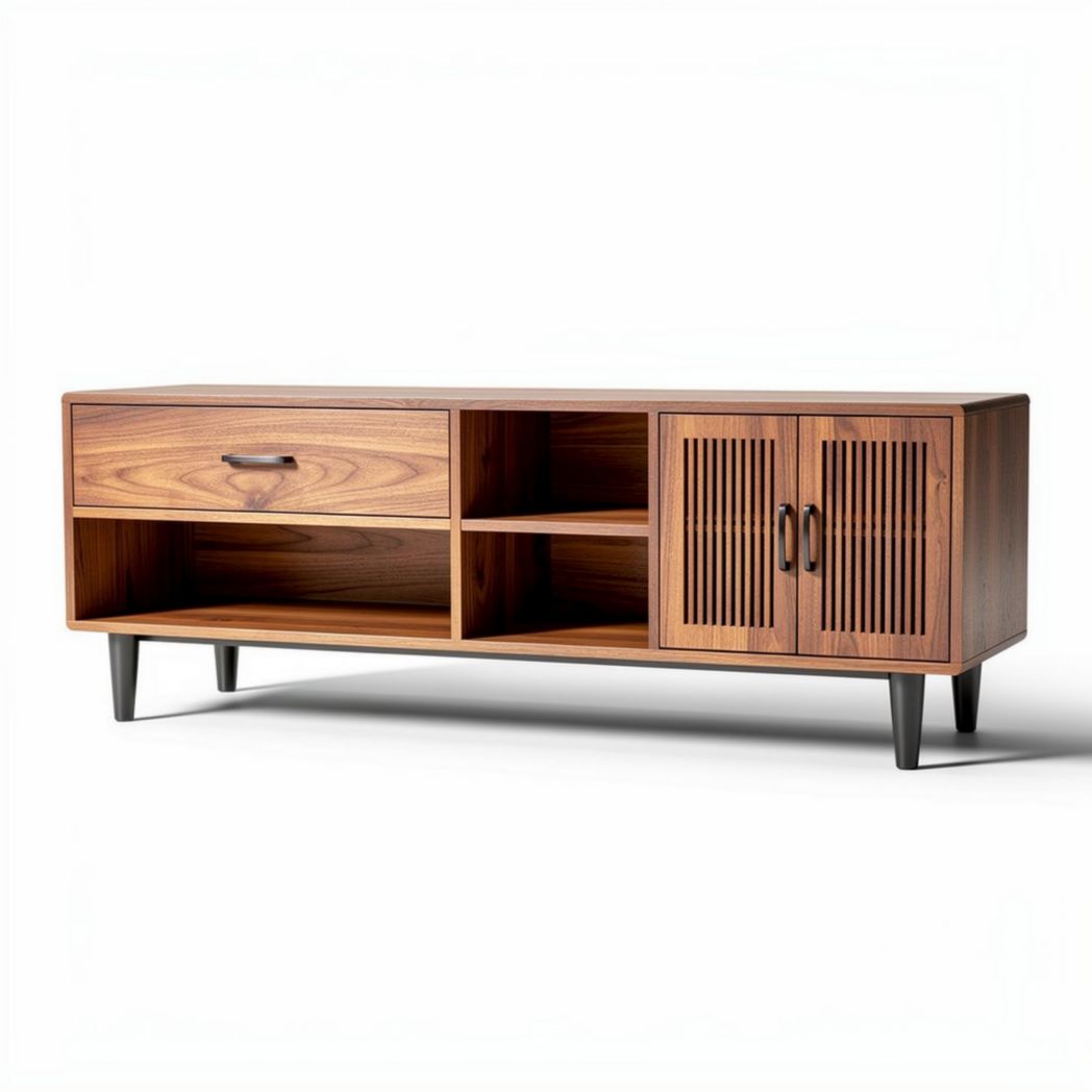 opbergmeubel van hout met lades in bruin 150 x 40 x 50cm